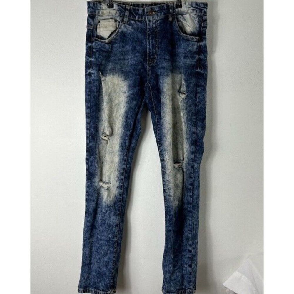Men's Southpole Flex Distressed Bleached Ripped Jeans 34‎ X 32
